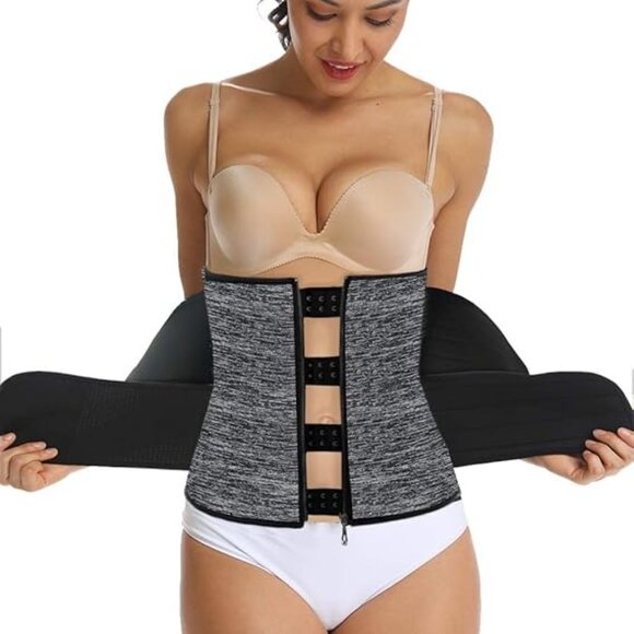 Womens Waist Trainer Corset Adjustable Straps Dual Compression Zipper Closure S - Picture 3 of 4
